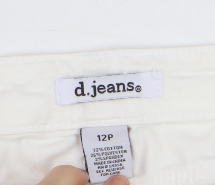 D.Jeans Womens White Chino Shorts Size 12 Petite Cotton Blend