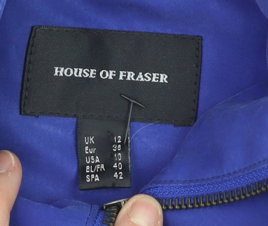 House of Fraser Women Blue Size 12 Long Overcoat Lined Polyester Jacket