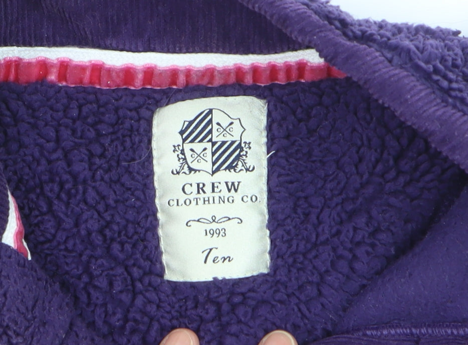 Additional view of Crew Clothing Women Purple Fleece Henley Sweatshirt, size 10