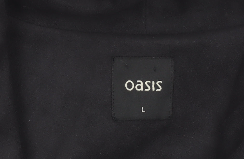 Oasis Women's Black L Lightweight Open Draped Jacket