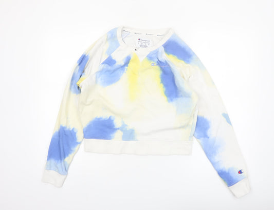 Champion Womens Blue Tie-Dye Pullover Sweatshirt Size M