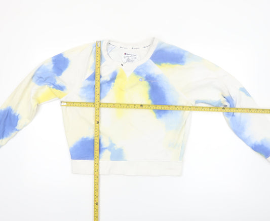 Champion Womens Blue Tie-Dye Pullover Sweatshirt Size M