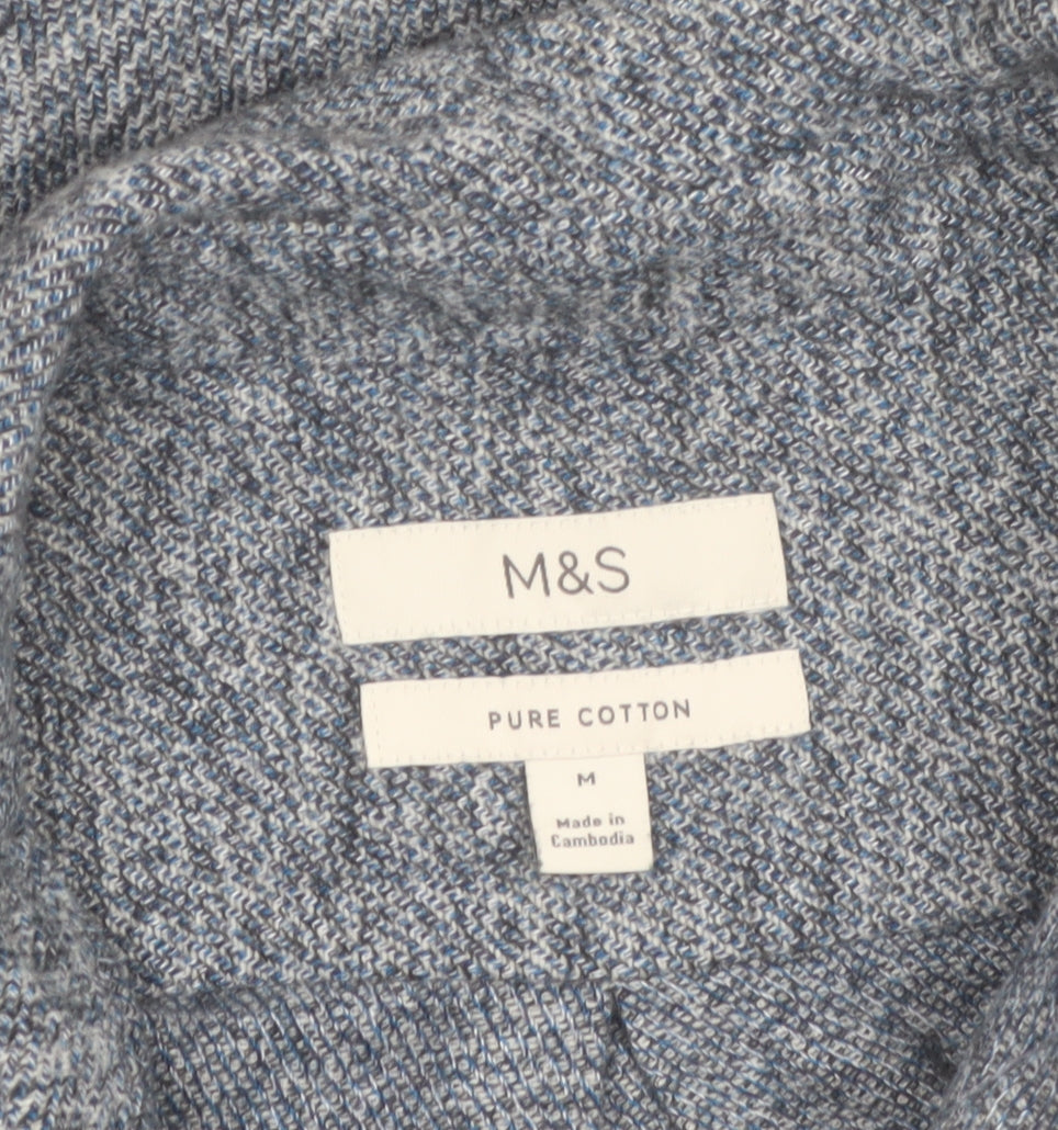 Marks and Spencer Men’s Blue Cotton Button-Up Long Sleeve Shirt M