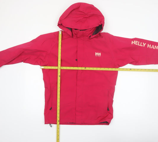Helly Hansen Girls Red Waterproof Hooded Rain Coat Jacket Size 14 Years