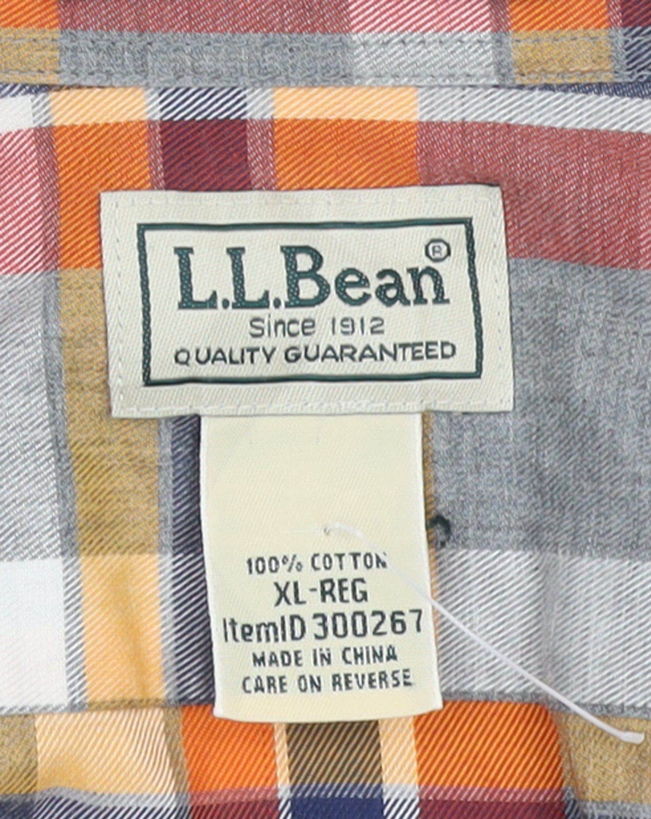L.L. Bean Men's Multicoloured Plaid Cotton Button-Up Shirt XL Regular Fit