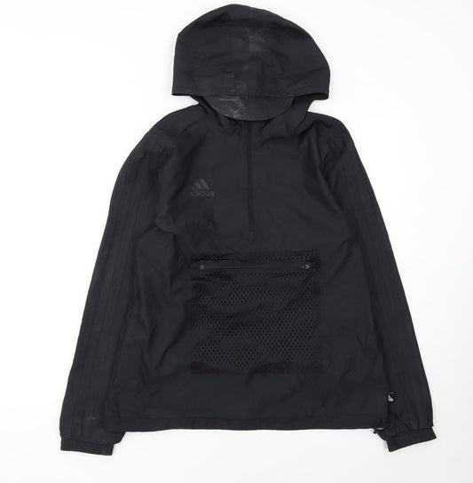 Adidas Womens Black Size 12 Windbreaker Hooded Active Jacket