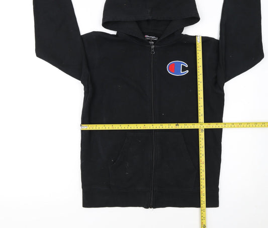 Champion Boys Black Full Zip Hoodie Size L Cotton Blend Athleticwear