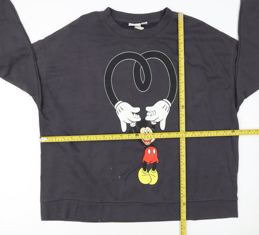 Disney Women Black Mickey Mouse Pullover Sweatshirt XL
