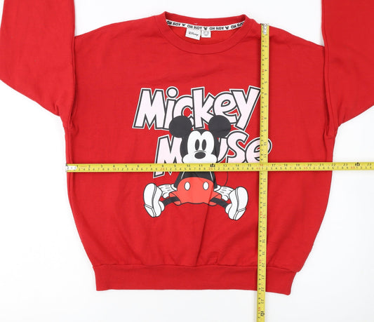 Disney Women Red Mickey Mouse Pullover Sweatshirt Size 10/12