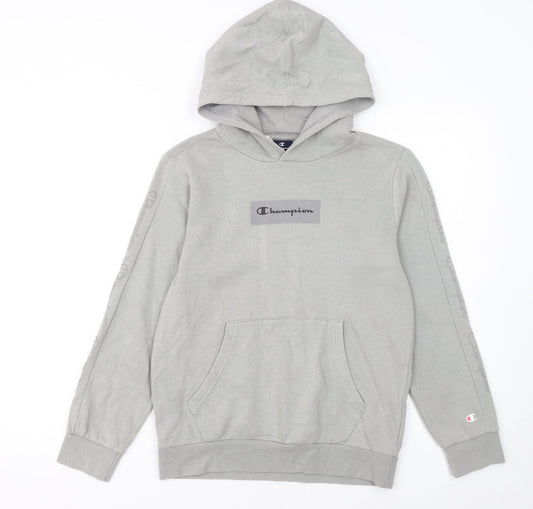 Champion Boys Grey Pullover Hoodie 11-12 Years Logo Fleece Sweatshirt