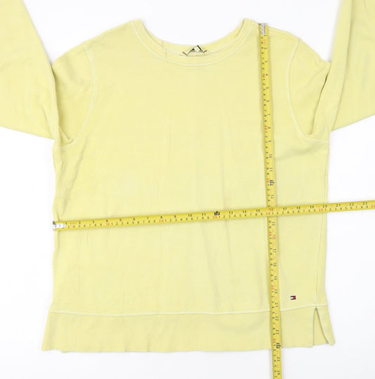 Tommy Hilfiger Women Yellow Cotton Crew Neck Pullover Sweatshirt M