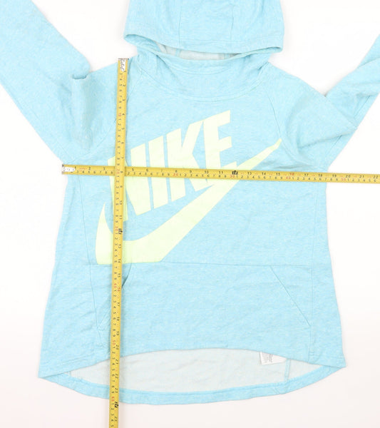 Nike Womens Blue Pullover Hoodie Large Cotton Blend Sportswear