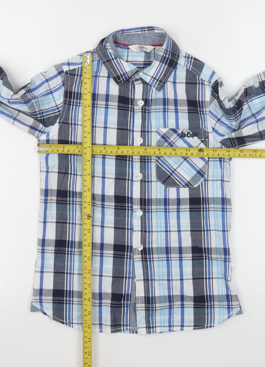 Lee Cooper Boys Blue Check Long Sleeve Button-Up Shirt 7-8 Years