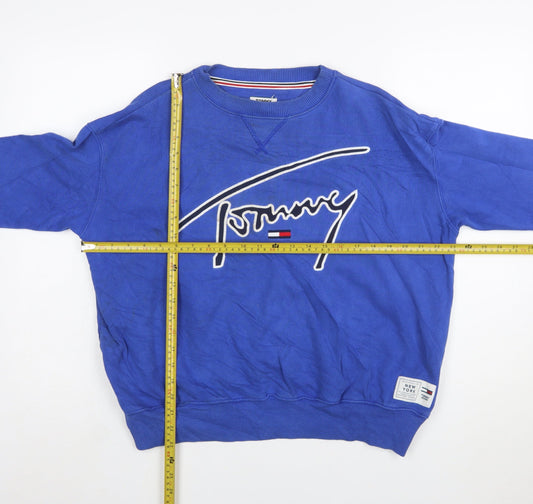 Tommy Jeans Womens Blue XS Pullover Sweatshirt Cotton Logo