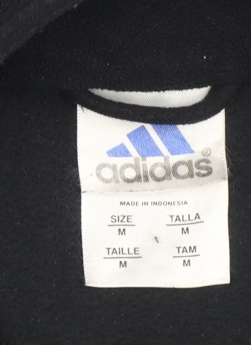 Brand and care label for Adidas women’s black fleece waistcoat m full zip sleeveless sportswear