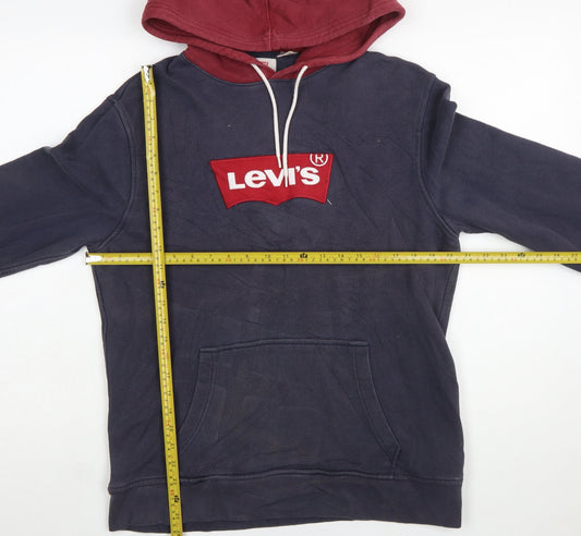 Levi's Men's Blue Pullover Hoodie M Logo Fleece Sweatshirt