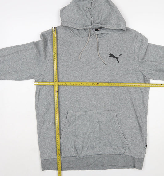 Puma Men's Grey Pullover Hoodie M Regular Fit Logo Sweatshirt