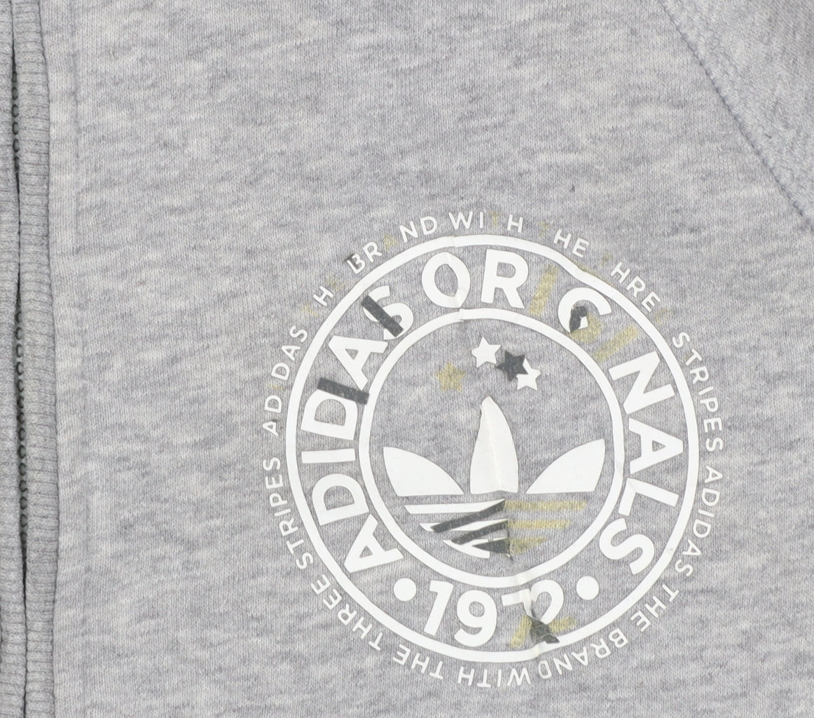 Additional view of Adidas Originals Women's Grey Full Zip Hoodie, size 10, Cotton Blend