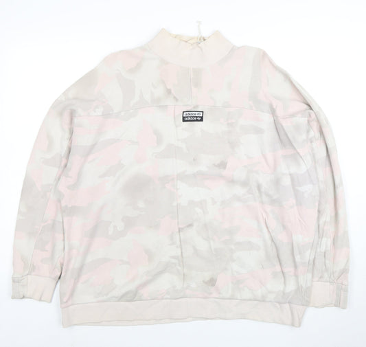 Adidas Women's Beige Camo Crew Neck Pullover Sweatshirt Size 14 M