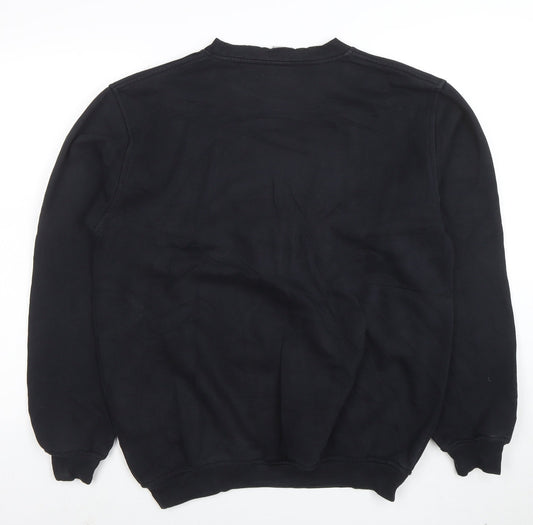 FILA Mens Black Pullover Sweatshirt L Logo Crew Neck Sportswear