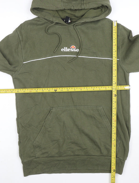 Ellesse Men's Green Pullover Hoodie Small Logo Fleece Sweatshirt