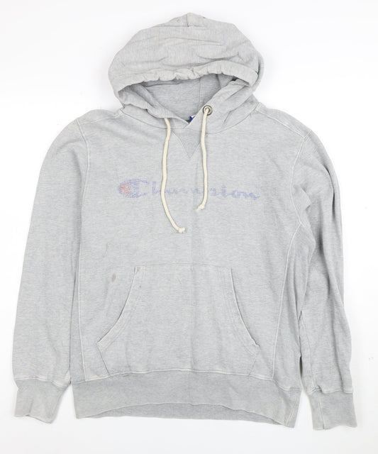 Champion Men's Grey Medium Pullover Hoodie with Logo