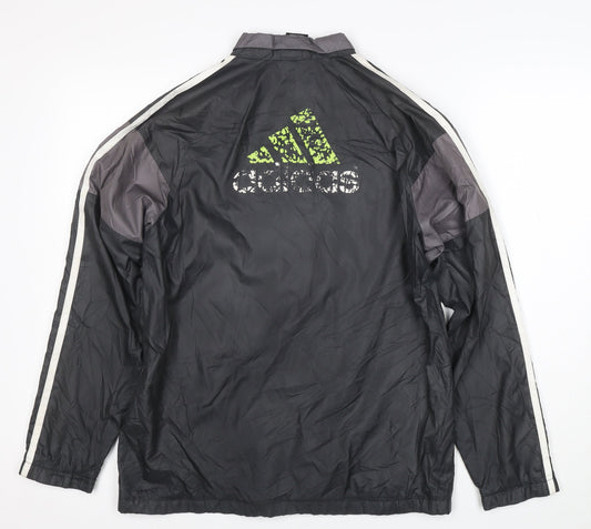 adidas Boys Black ClimaProof Track Jacket 14 Years Full Zip Sports Top