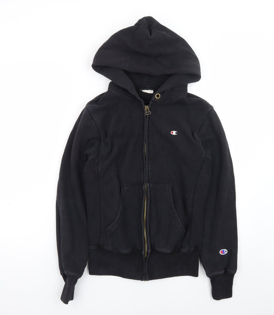 Champion Mens Black Small Full Zip Hoodie Reverse Weave Vintage