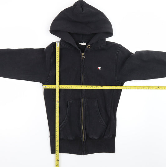 Champion Mens Black Small Full Zip Hoodie Reverse Weave Vintage