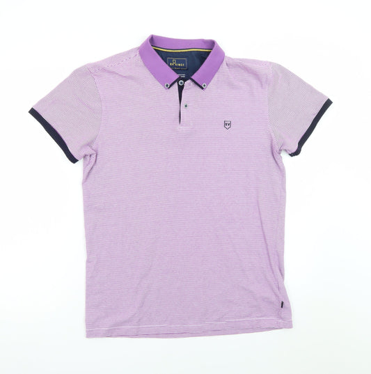 XV Kings Men's Purple Striped Short Sleeve Polo Shirt Size L