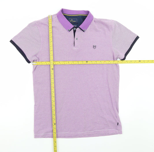 XV Kings Men's Purple Striped Short Sleeve Polo Shirt Size L