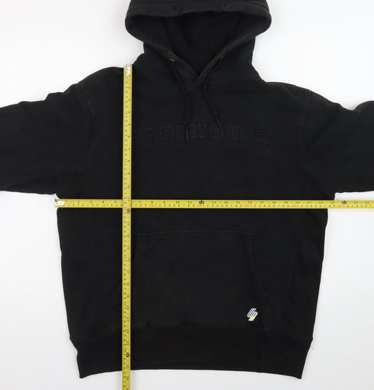 Superdry Men's Black XL Pullover Hoodie with Logo Detail