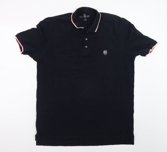 Police Men’s Navy Short Sleeve Cotton Polo Shirt XXL Classic Fit