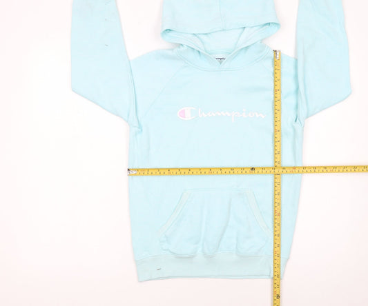 Champion Girls Blue Pullover Hoodie L Logo Fleece Sweatshirt