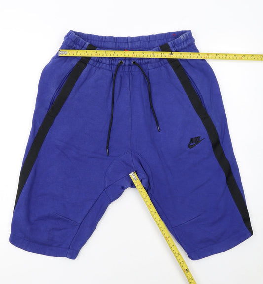 Nike Men Blue Sweat Shorts M Casual Fleece Drawstring Sportswear