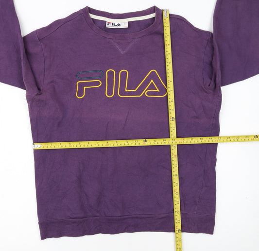 Fila Women's Purple Crew Neck Logo Sweatshirt Size S Relaxed Fit