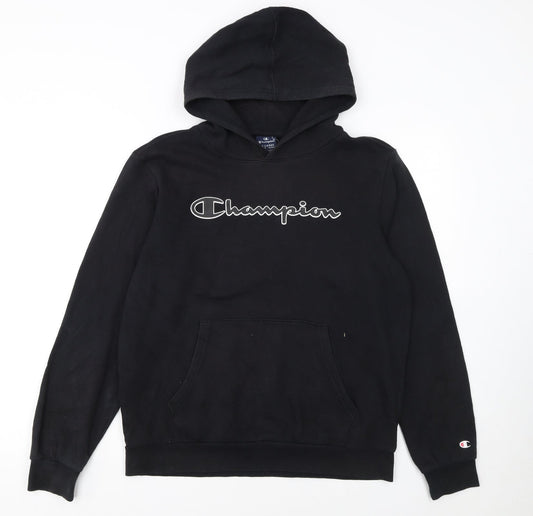 Champion Boys Black Pullover Hoodie 15-16 Years Logo Fleece Sweatshirt