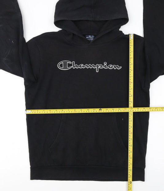 Champion Boys Black Pullover Hoodie 15-16 Years Logo Fleece Sweatshirt