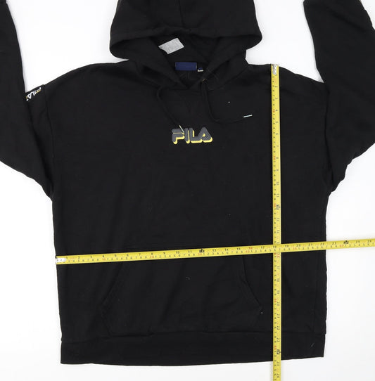FILA Womens Black XL Pullover Hoodie with Logo Detail