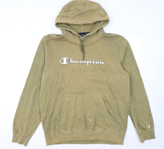 Champion Men's Green XL Pullover Hoodie with Logo Print