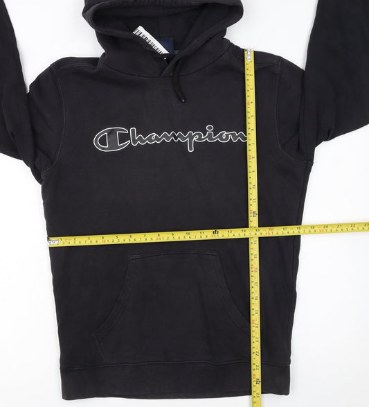 Champion Men's Black Pullover Hoodie Small Logo Fleece Sweatshirt