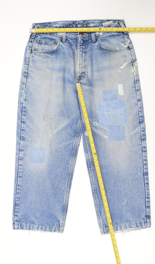 Carhartt Women Blue 16 Relaxed Fit Stone Wash Straight Jeans