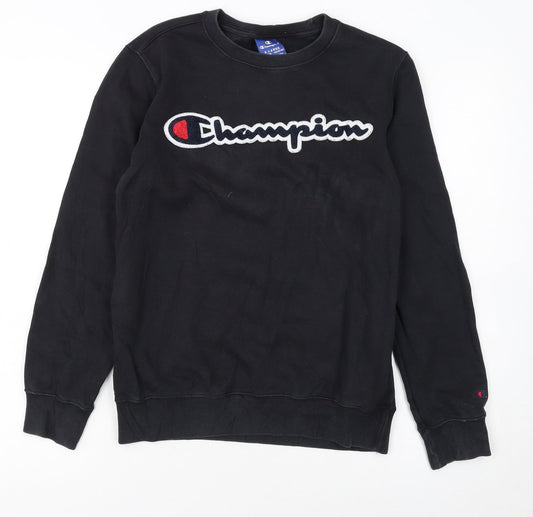 Champion Boys Black XL Pullover Sweatshirt Long Sleeve Logo Crew Neck