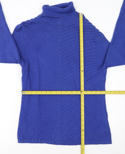 Tommy Hilfiger Women Blue Roll Neck Cotton Jumper XL