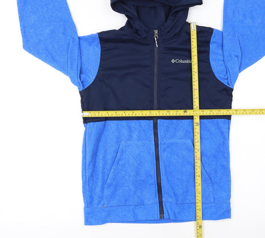 Columbia Boys Blue Colourblock Full Zip Hooded Fleece Jacket Size 14 Years