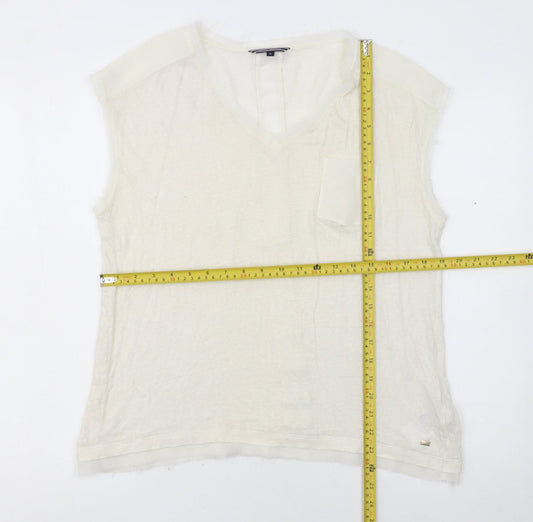 Tommy Hilfiger Women Ivory XL Sleeveless V-Neck Tank Top