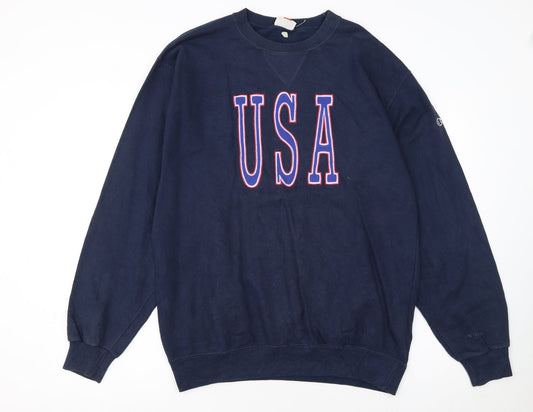 Champion USA Navy Blue Women's Large Pullover Sweatshirt