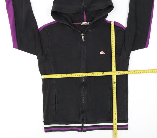Ellesse Women Black & Purple Full Zip Hoodie Size 10 S