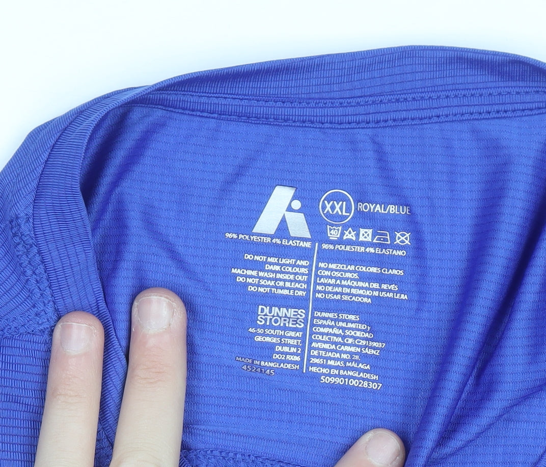 Brand and care label for Dunnes Men’s Royal Blue XXL Short Sleeve Crew Neck T-Shirt
