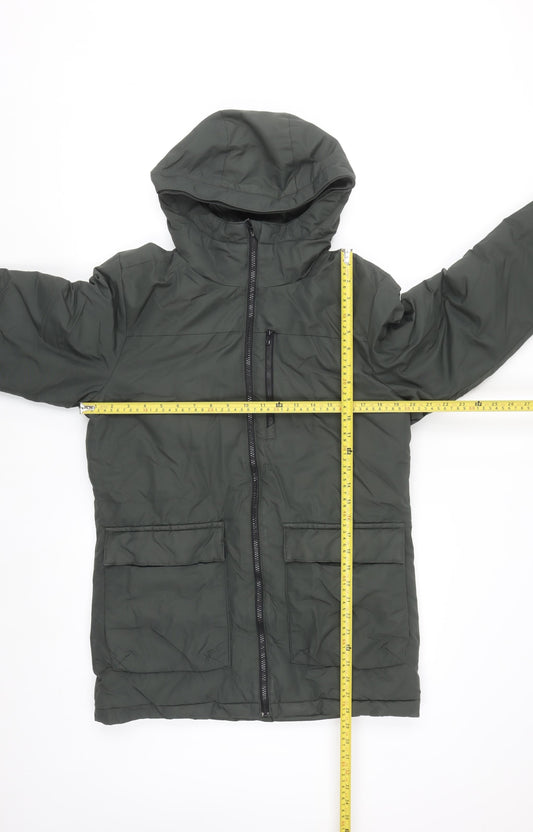 adidas Men’s Green Hooded Puffer Jacket S Windproof Full Zip